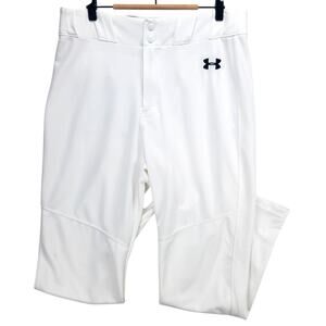 Under Armour HeatGear Track Pants Men’s L 32" Inseam White Reinforced Knees Logo